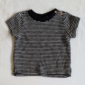 old navy striped knit short sleeve shirt black & white 6-12 months unisex baby